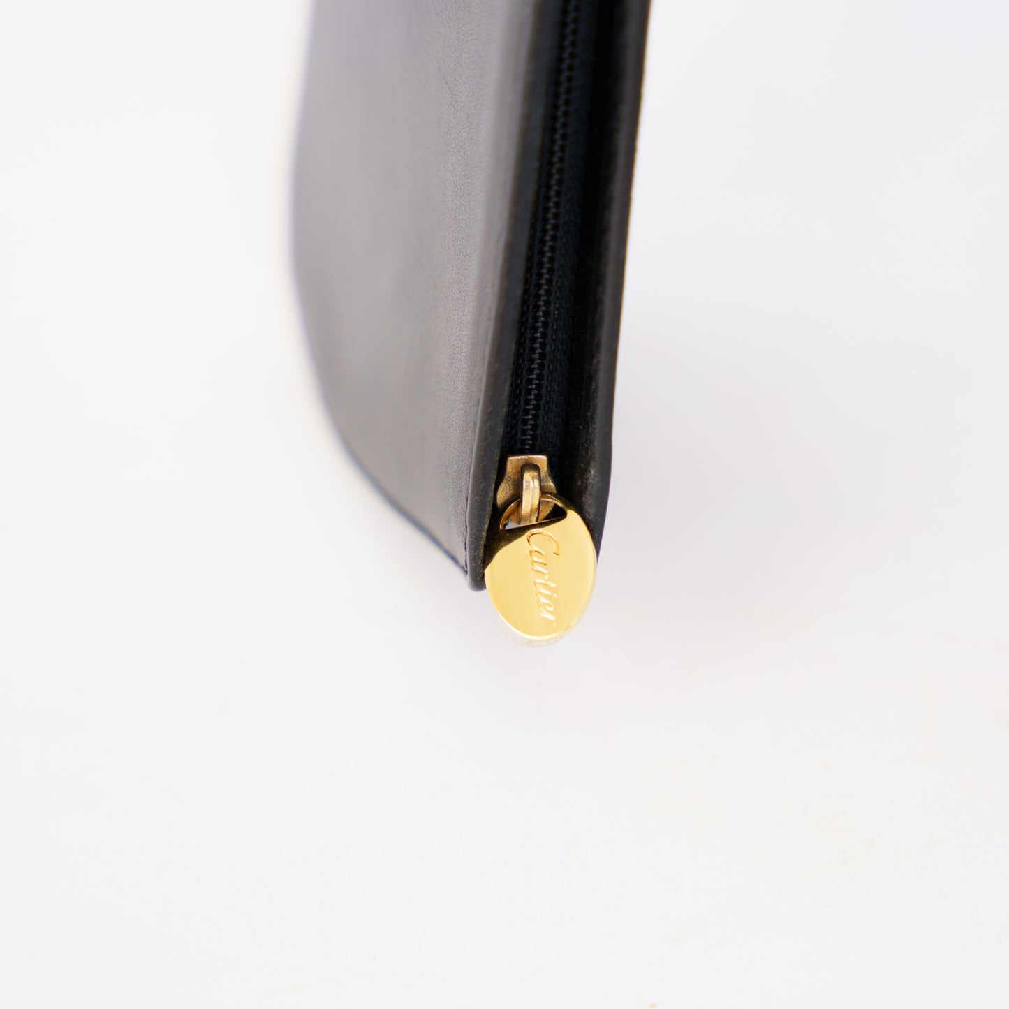Cartier Black Cosmetic Pouch Gold Hardware 190326D69