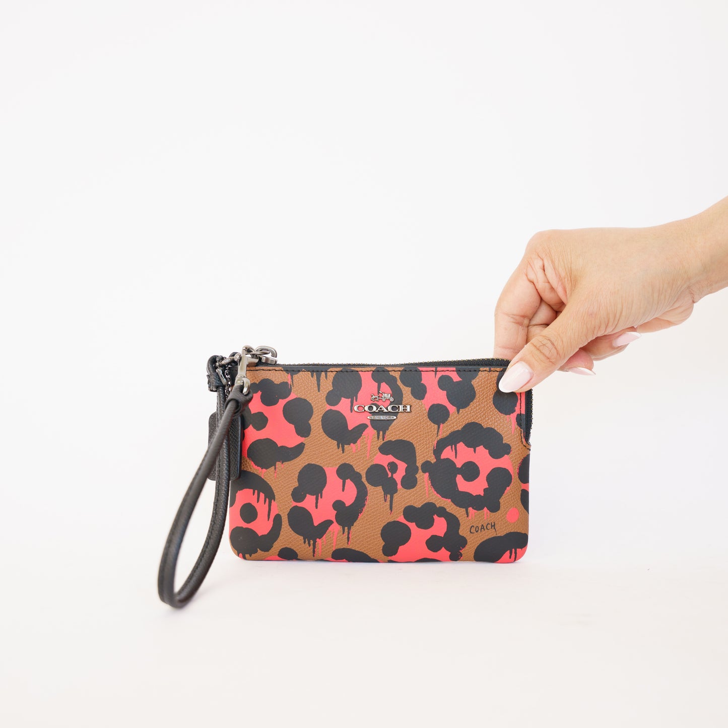 Coach Zip Wristlet Clutch Leopard Print 190326D57