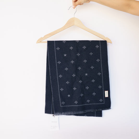 Gucci Reversible Scarf Bee Star Navy 190326D10