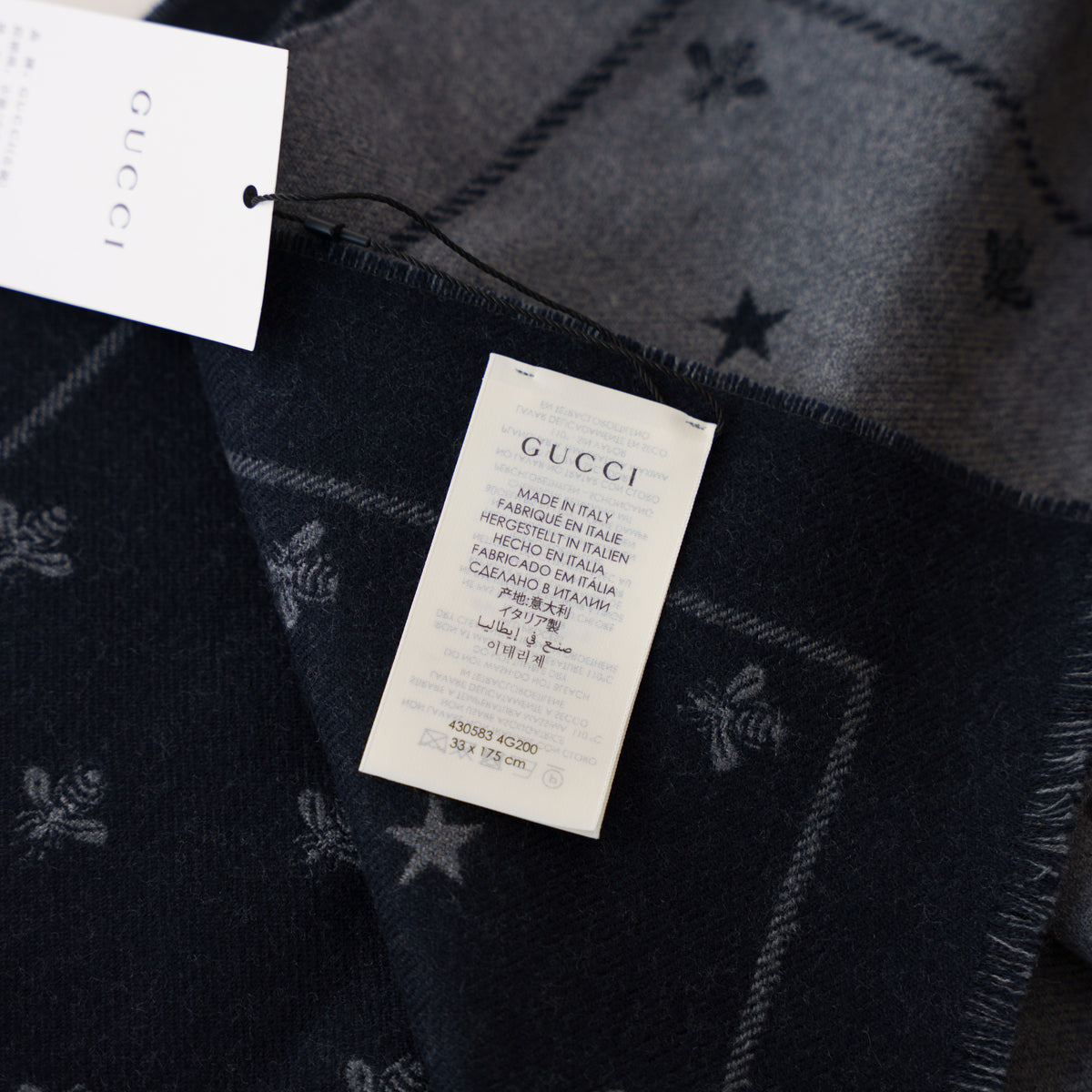 Gucci Reversible Scarf Bee Star Navy 190326D10