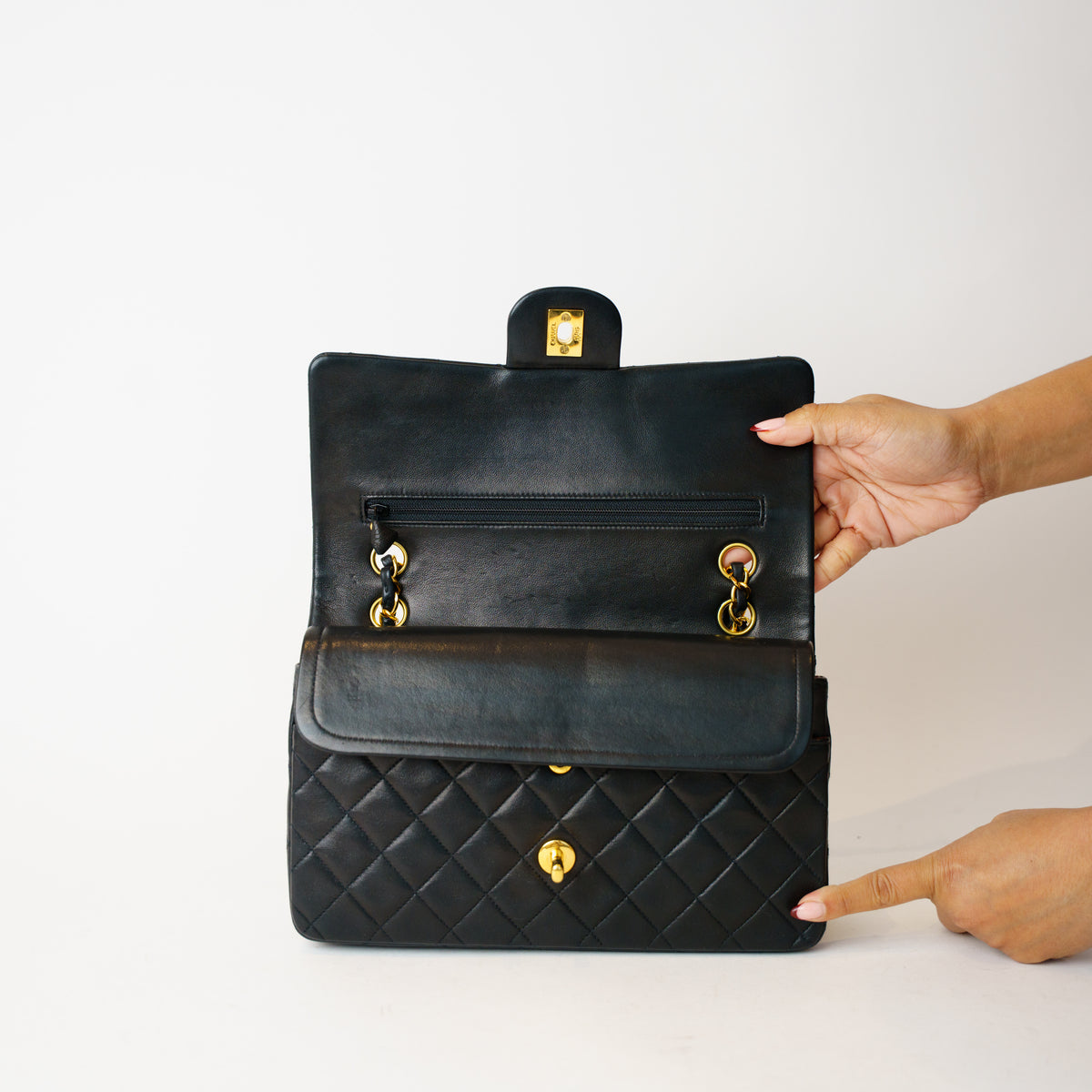 Chanel Medium Classic Flap in Black Lambskin with 24K Gold Hardware 201026X01
