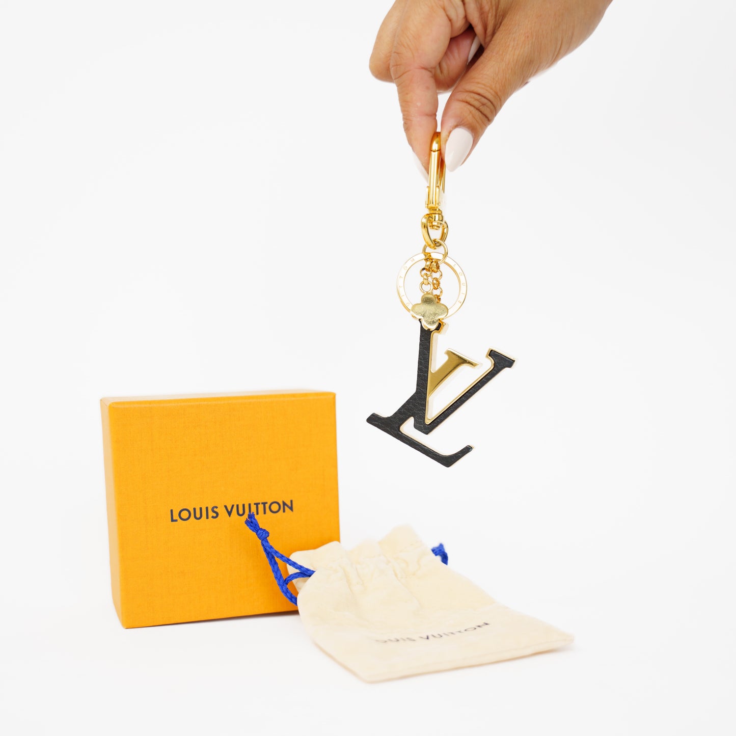 Louis Vuitton LV Initial Bag Charm Black and Gold 210526G07