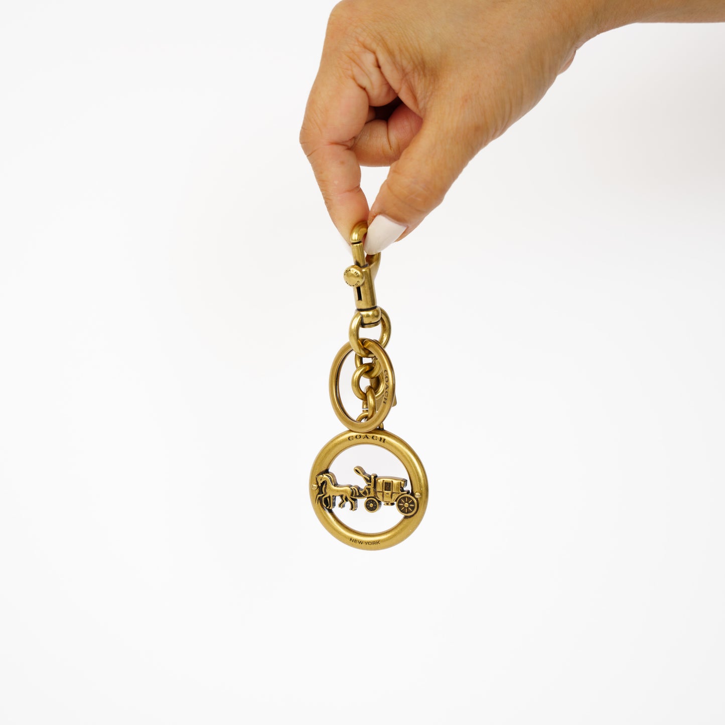 Coach Horse and Carriage Valet Bag Charm Key Chain in Brass 210526G09