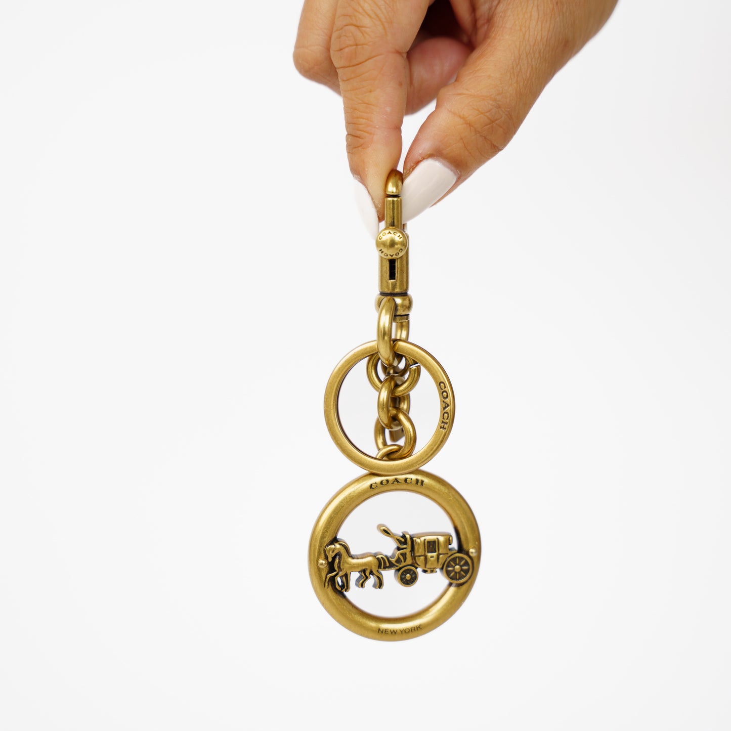 Coach Horse and Carriage Valet Bag Charm Key Chain in Brass 210526G09