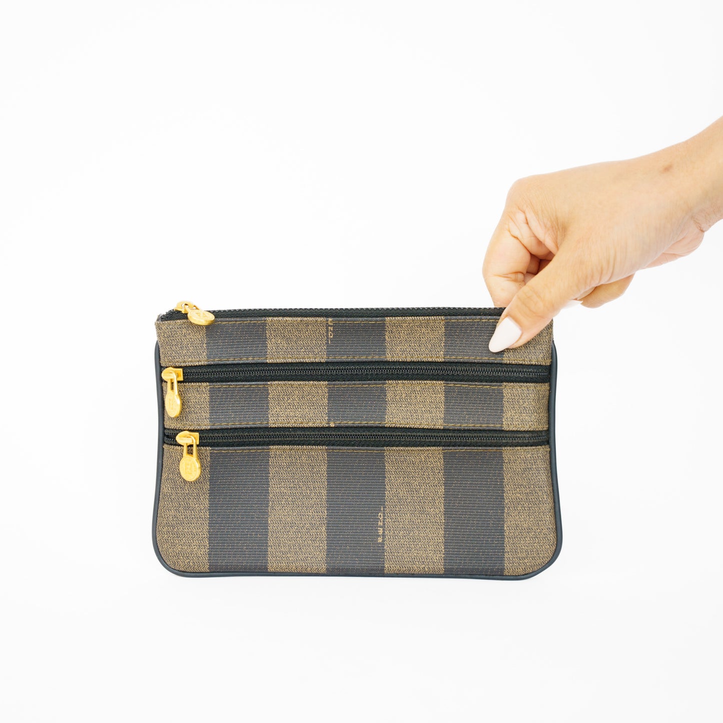 Fendi Pequin Print Triple Zip Pouch 210526E06