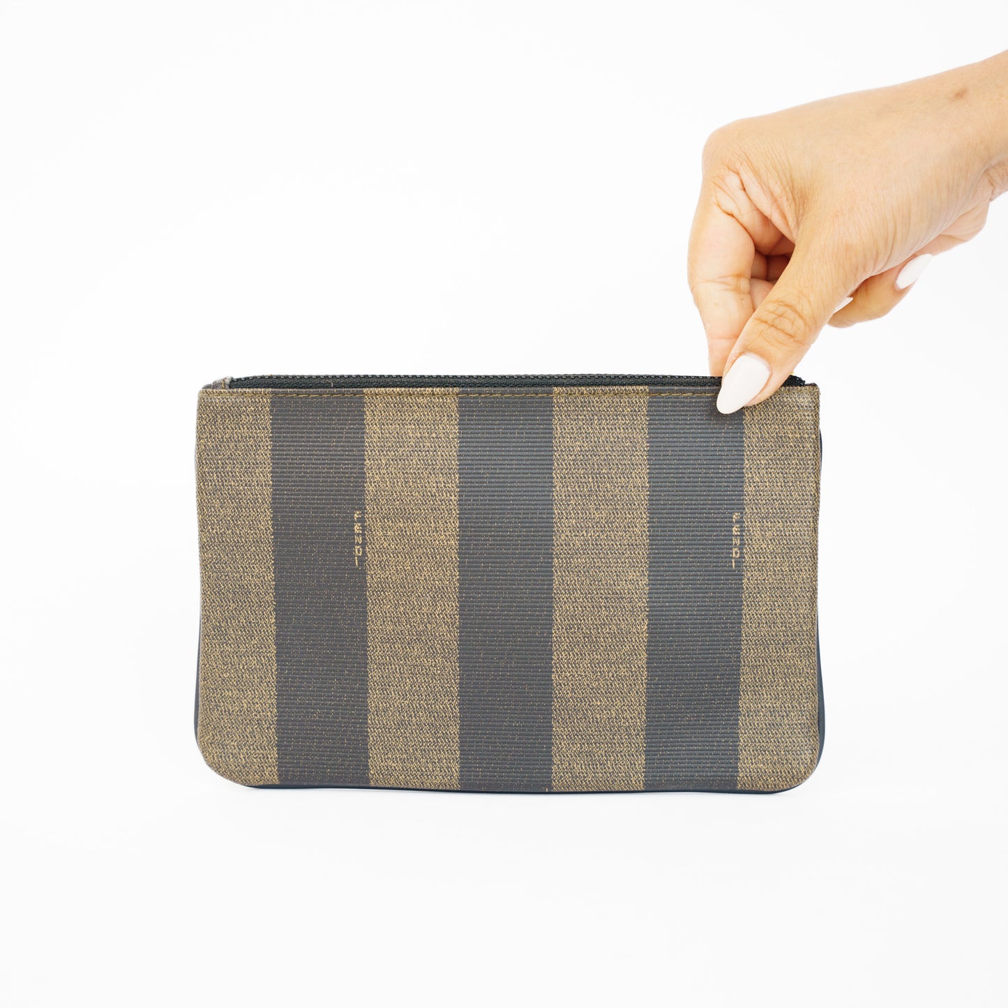 Fendi Pequin Print Triple Zip Pouch 210526E06