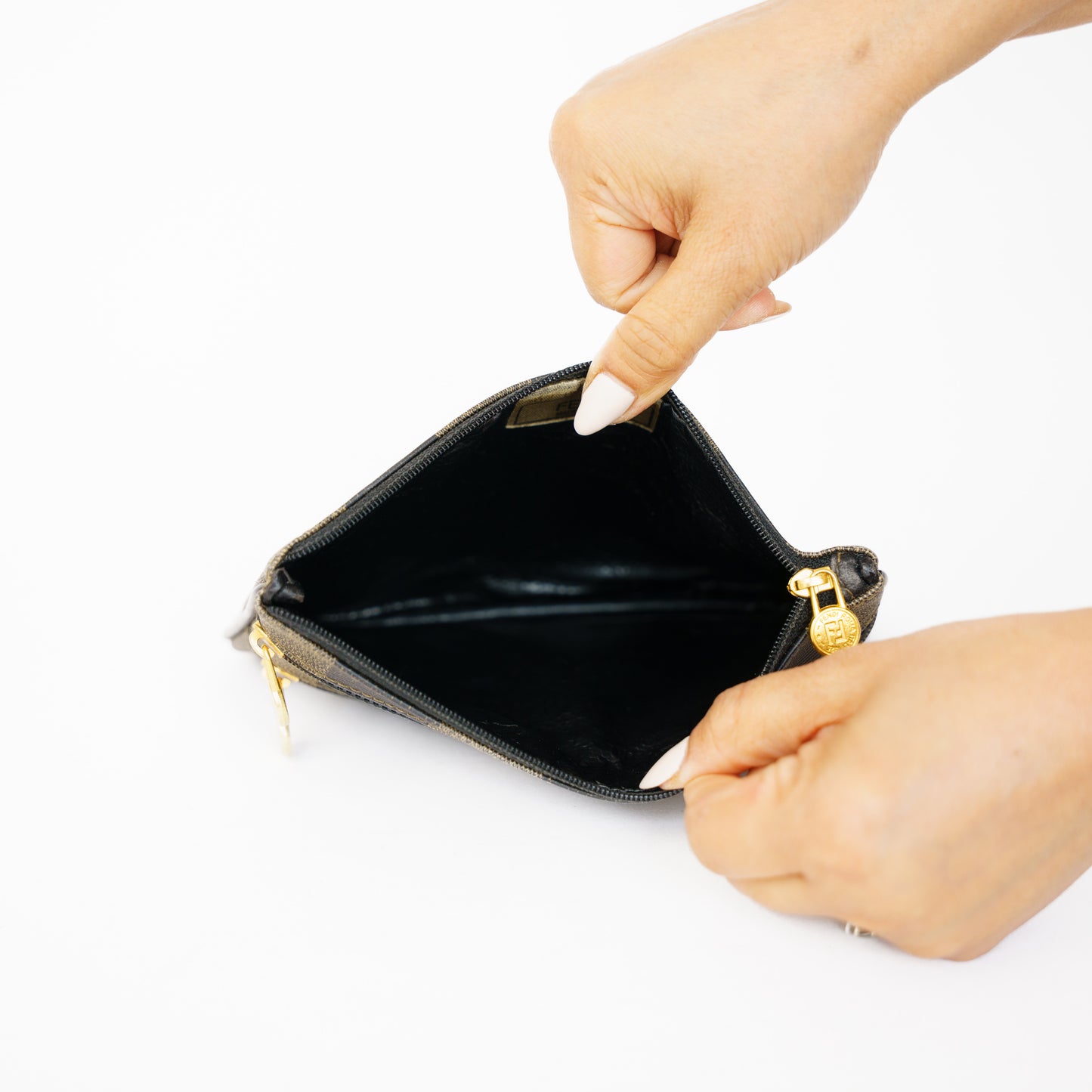 Fendi Pequin Print Triple Zip Pouch 210526E06