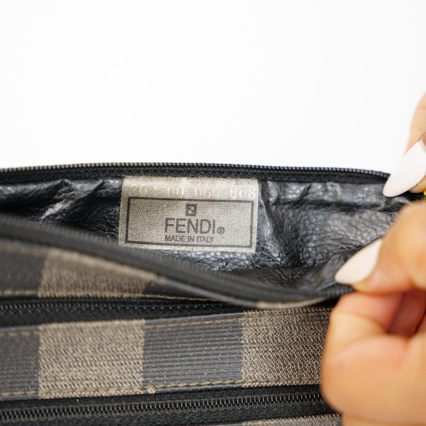 Fendi Pequin Print Triple Zip Pouch 210526E06