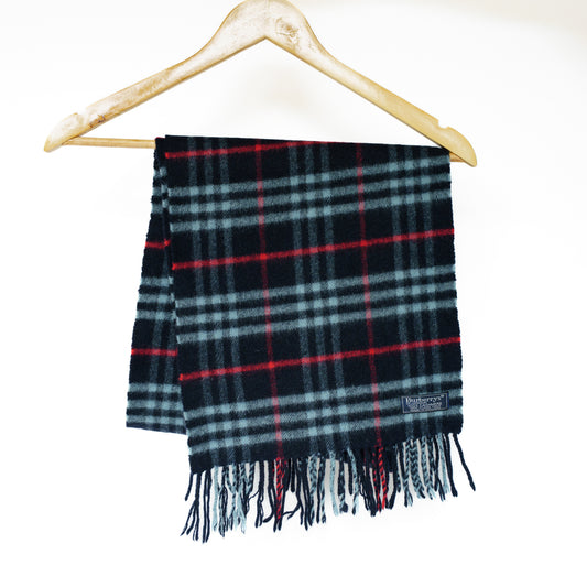 Burberry Cashmere Navy Blue Check Scarf 221025B180