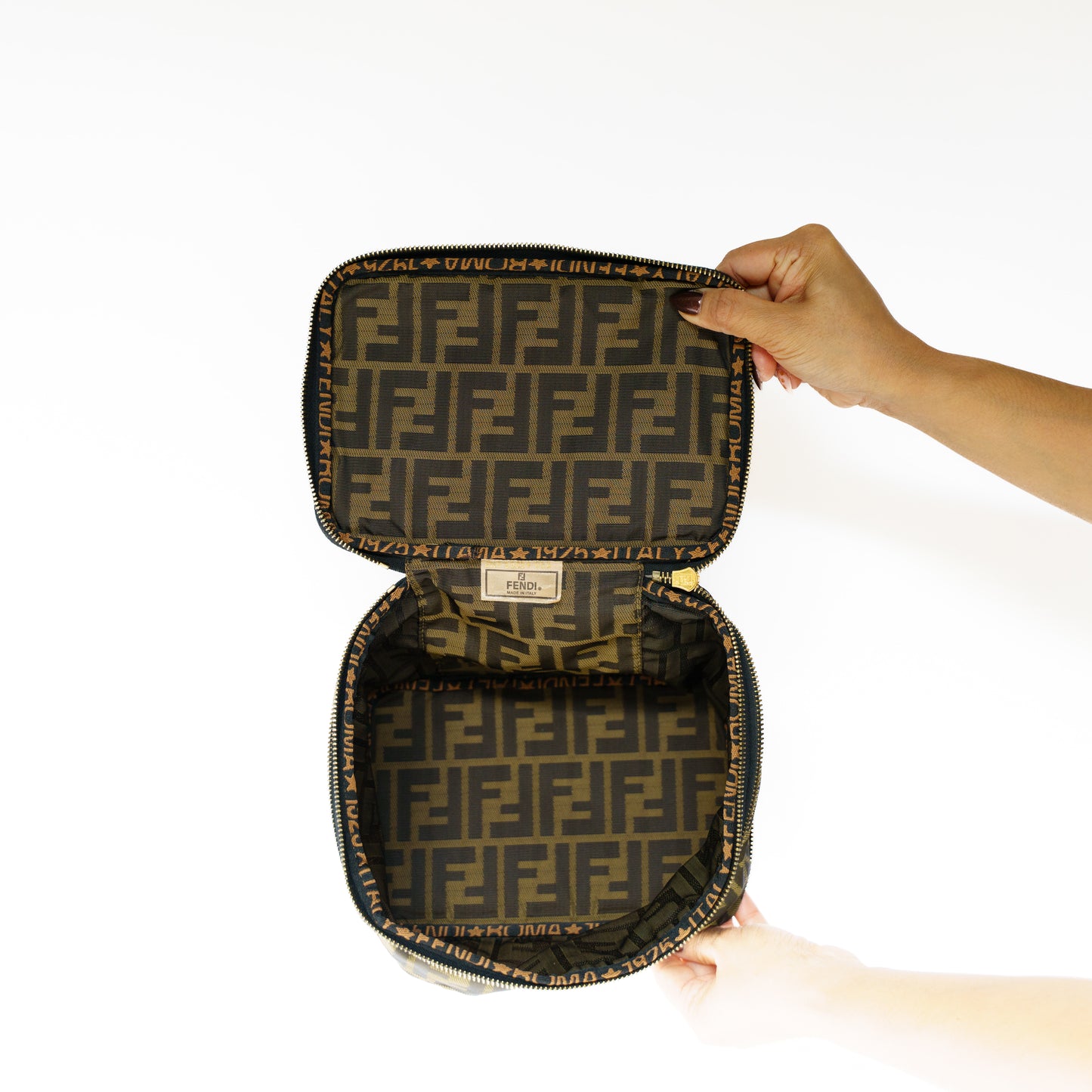 Fendi Brown Zucca Vanity Bag