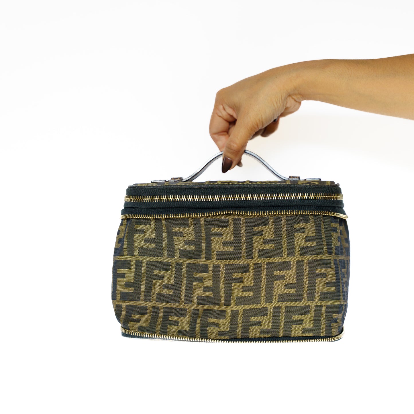 Fendi Brown Zucca Vanity Bag