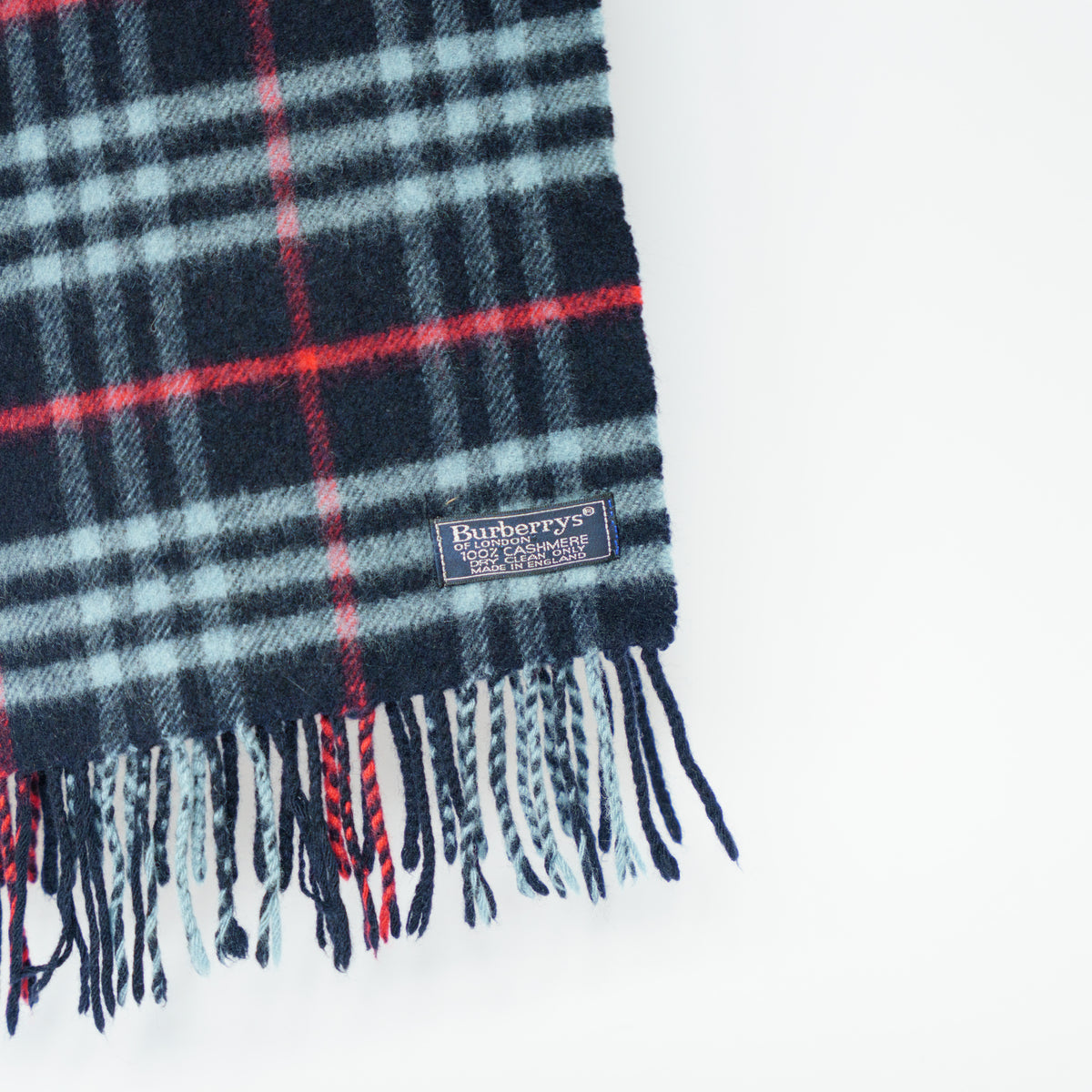 Burberry Cashmere Navy Blue Check Scarf 221025B180