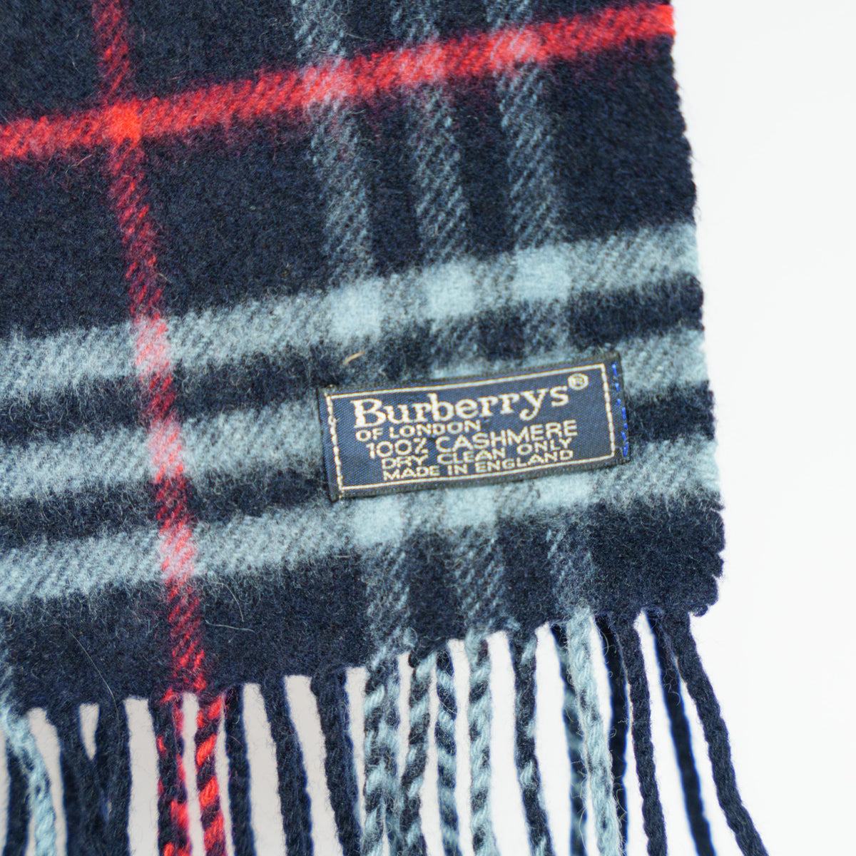 Burberry Cashmere Navy Blue Check Scarf 221025B180
