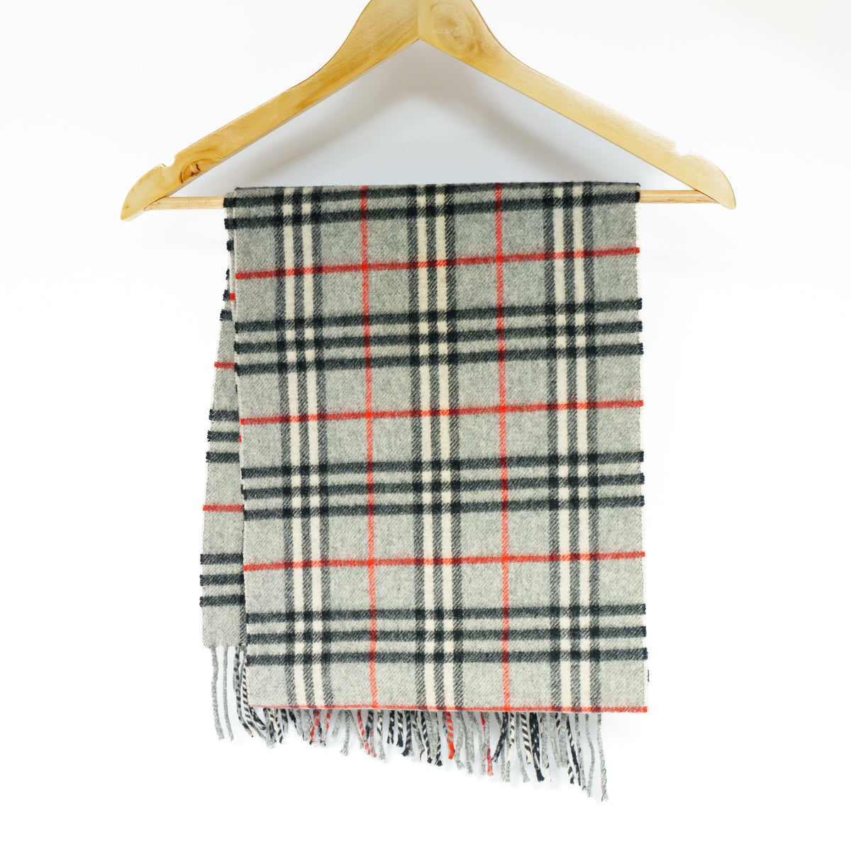 Burberry Lambswool Grey Check Scarf 221025B190