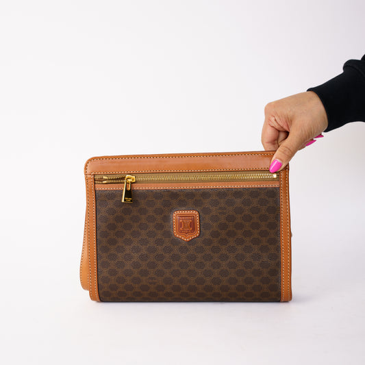 Celine Brown Macadam Toiletry Pouch Clutch 260226C06