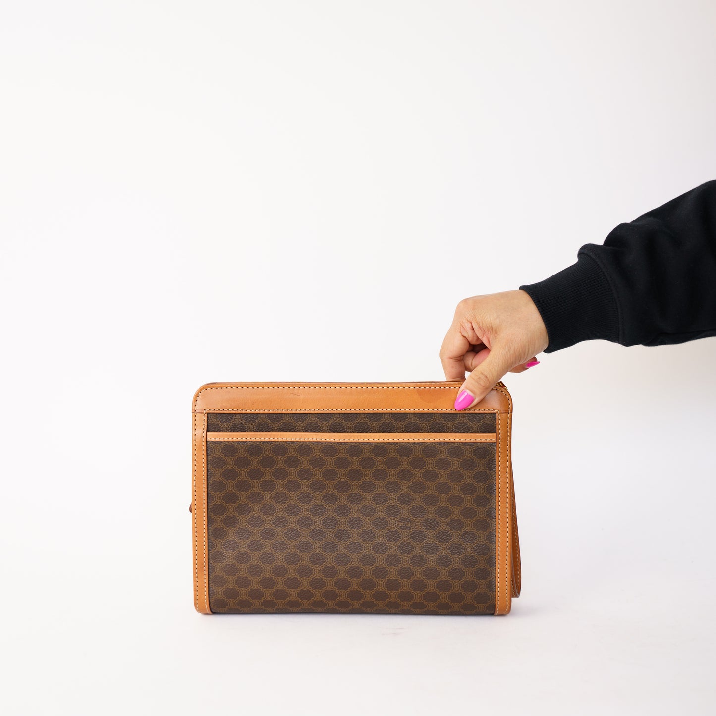 Celine Brown Macadam Toiletry Pouch Clutch 260226C06