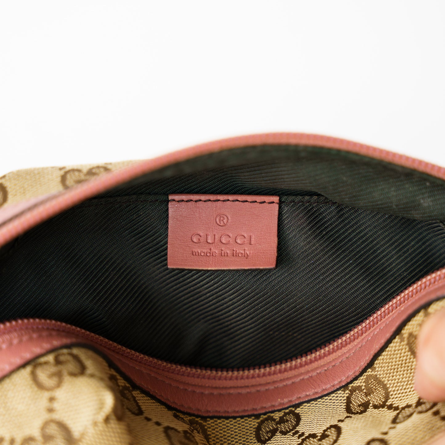 Gucci Cosmetic Pouch with Rose Pink Leather Trim 260226X15