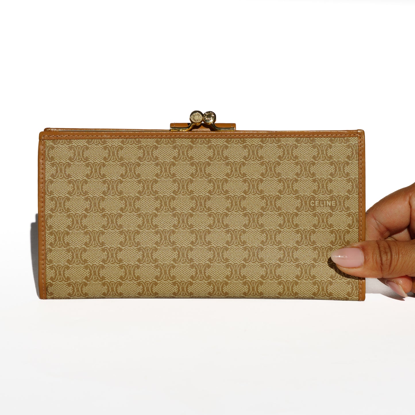 Celine Kisslock Purse in Brown Macadam