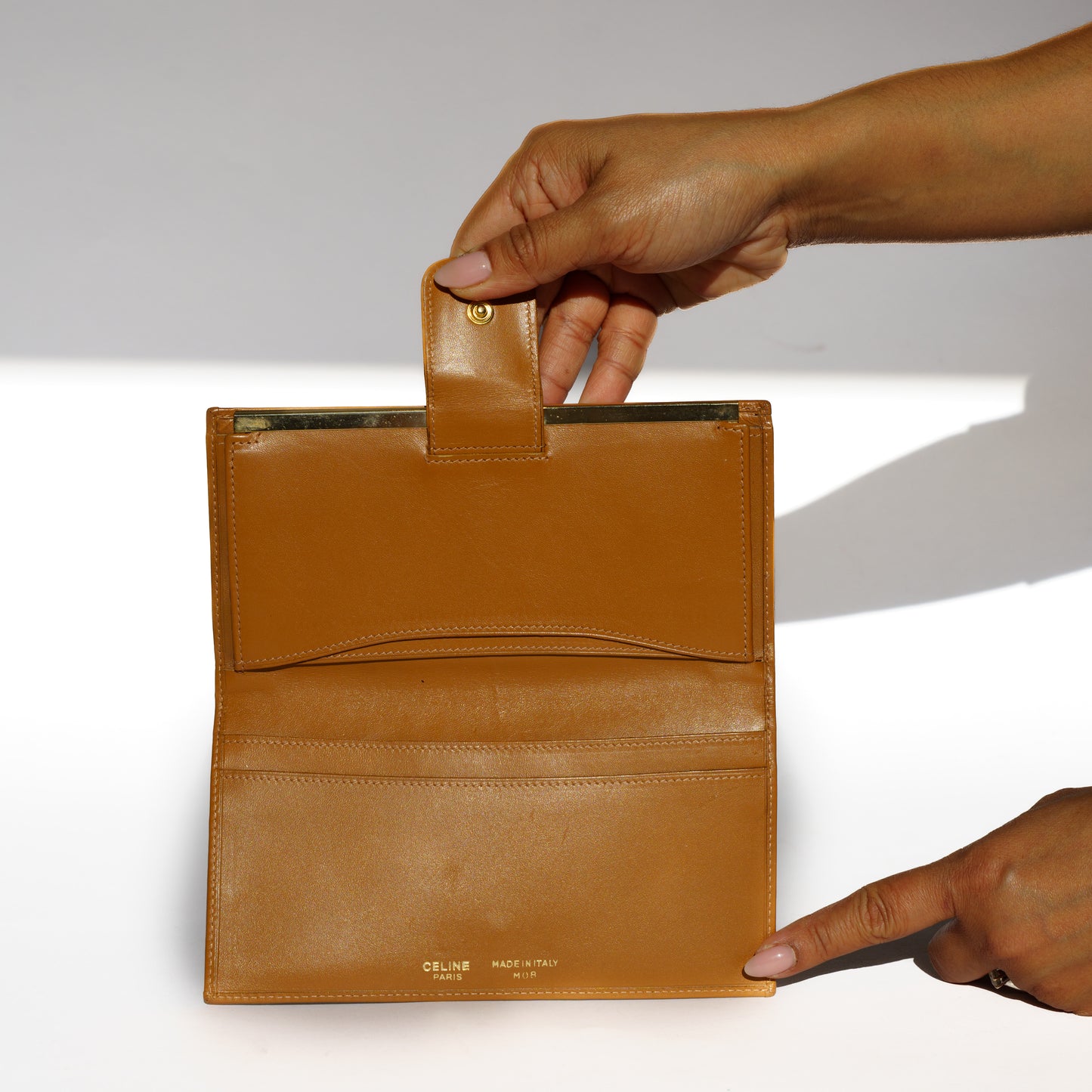 Celine Kisslock Purse in Brown Macadam