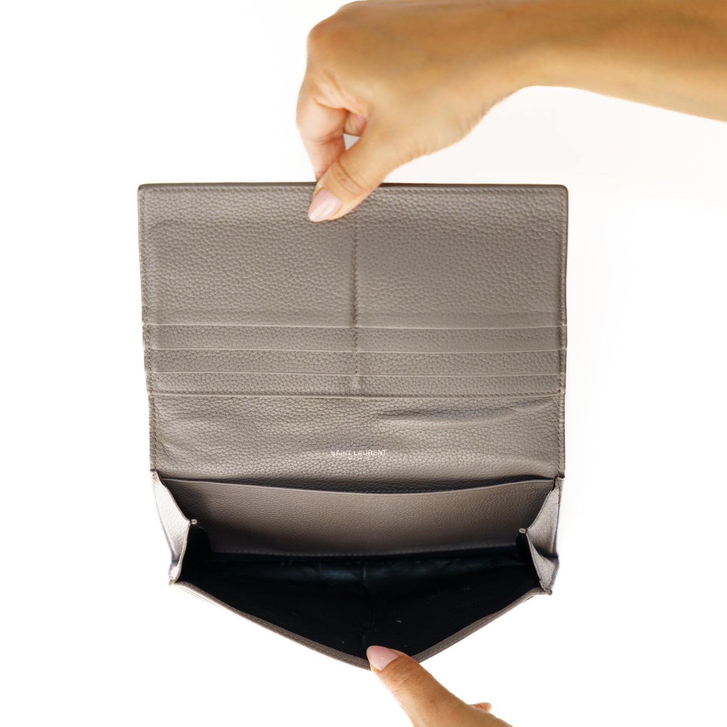 Saint Laurent Wallet in Grey Leather YSL 300925B218