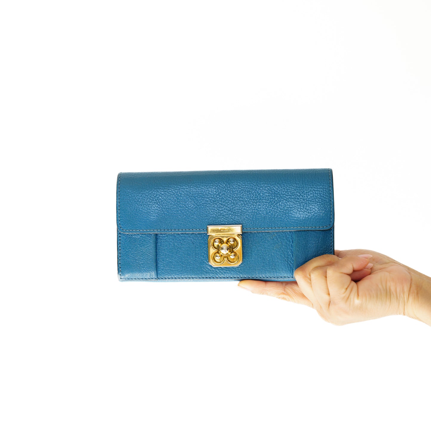 Chloe Blue Leather Elsie Continental Wallet