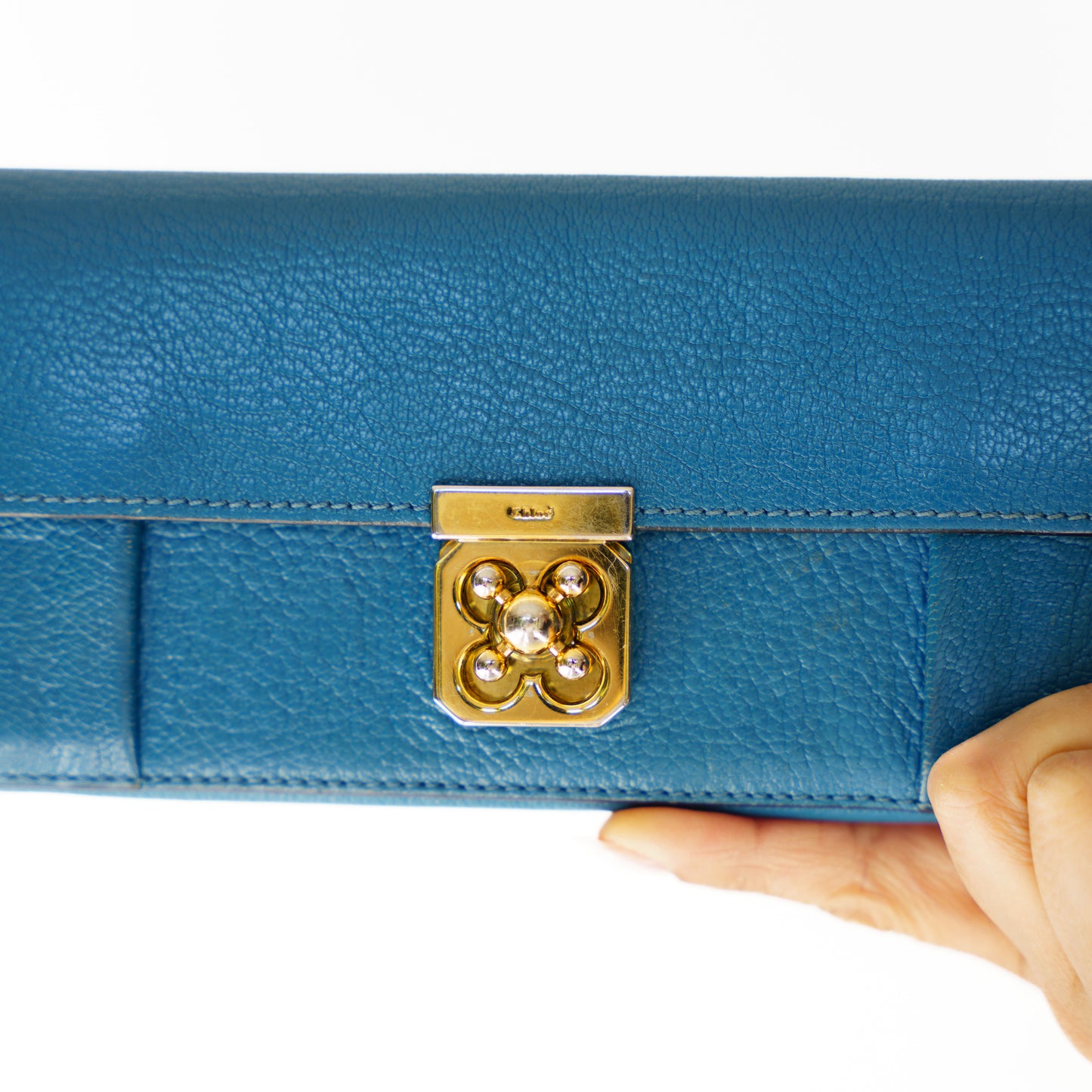 Chloe Blue Leather Elsie Continental Wallet