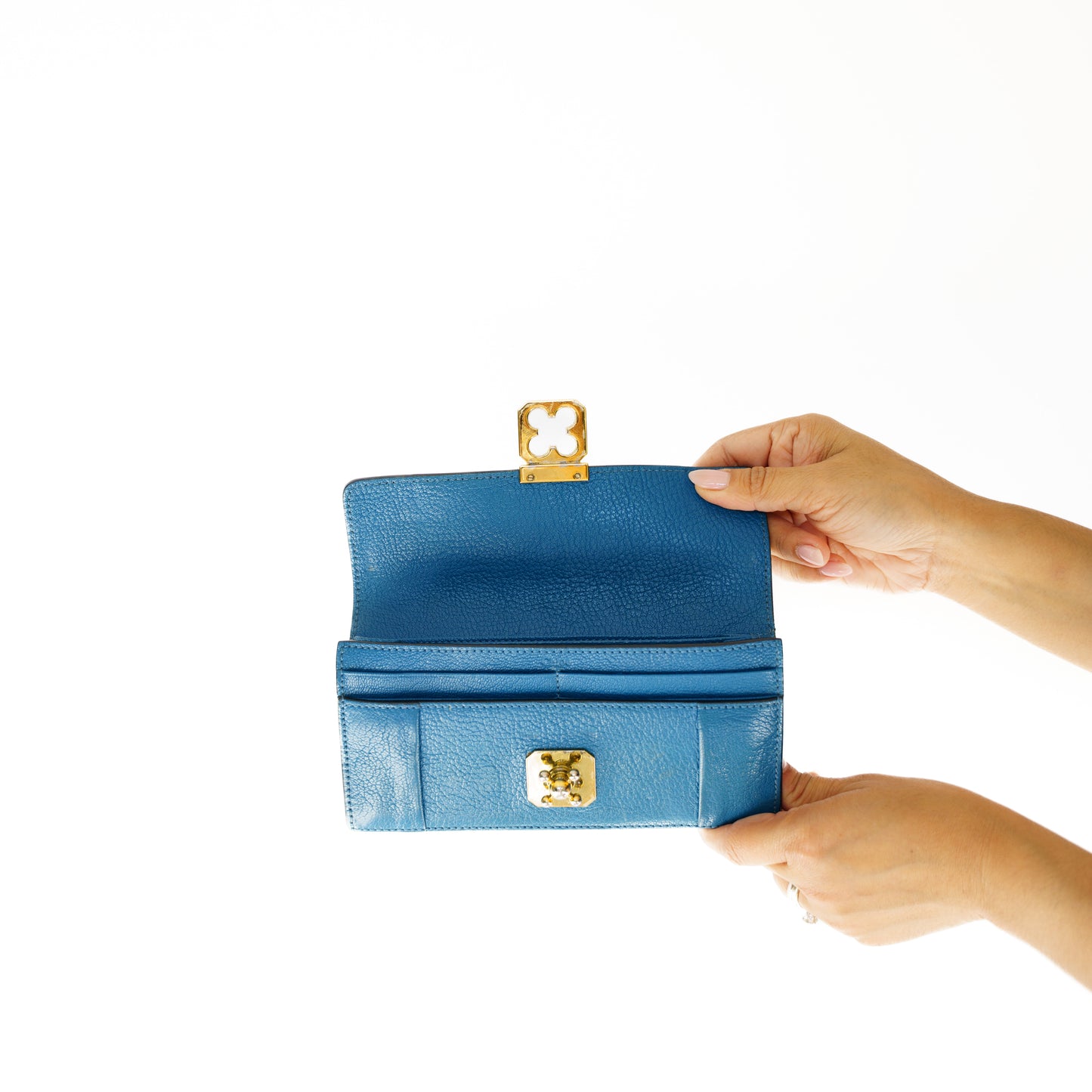 Chloe Blue Leather Elsie Continental Wallet