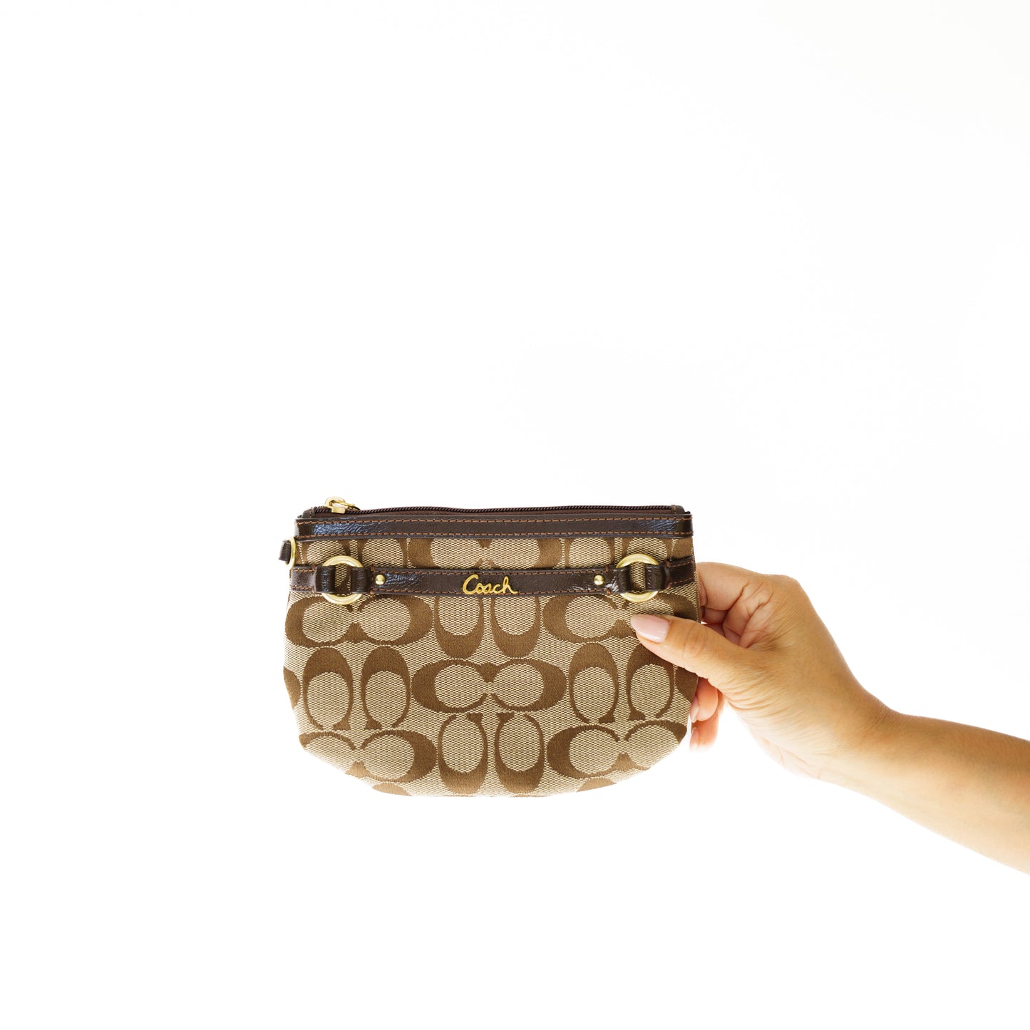 Coach Zippered Pouch in Brown Canvas 300925B257