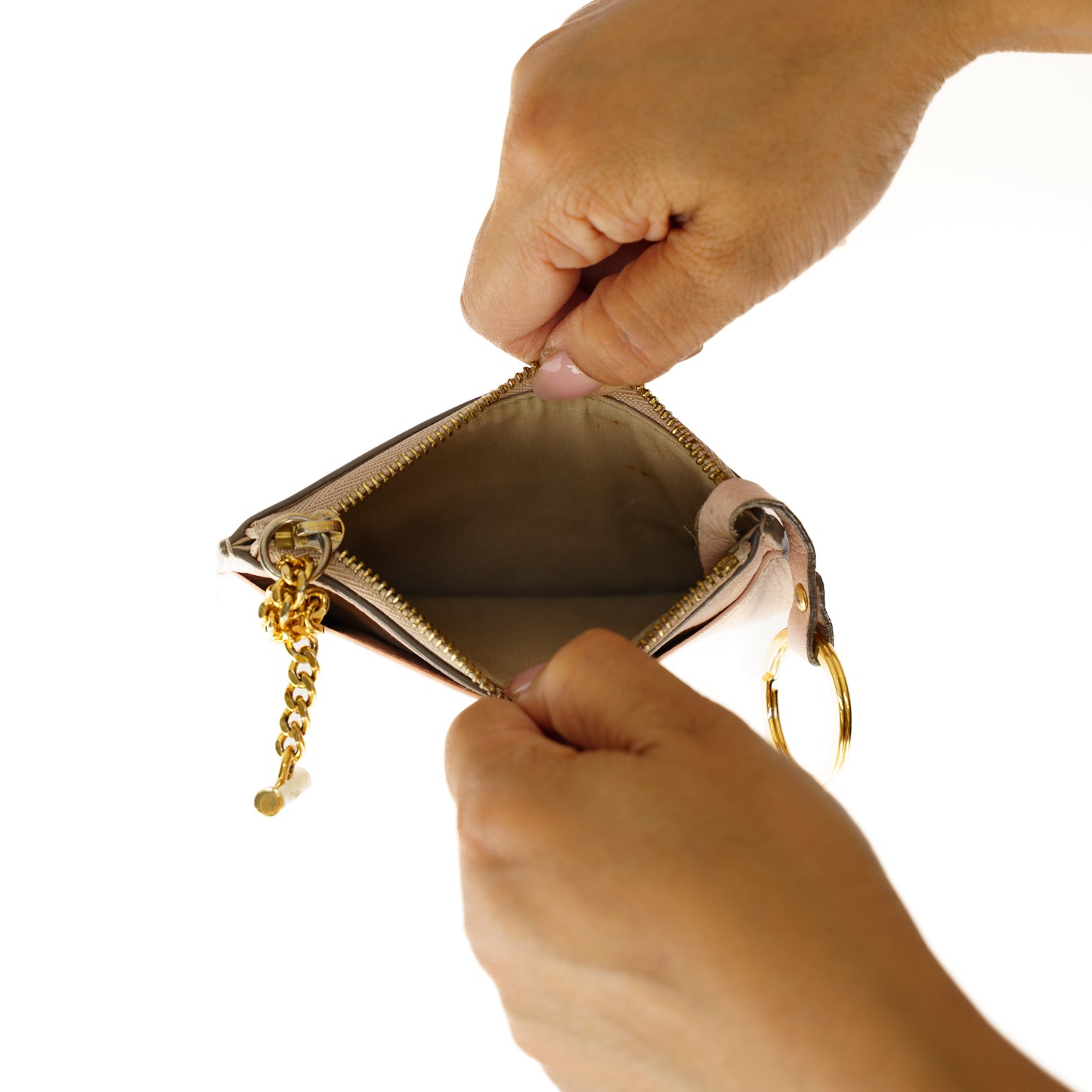 Chloe ZIppered Key Coin Purse in Light Pink