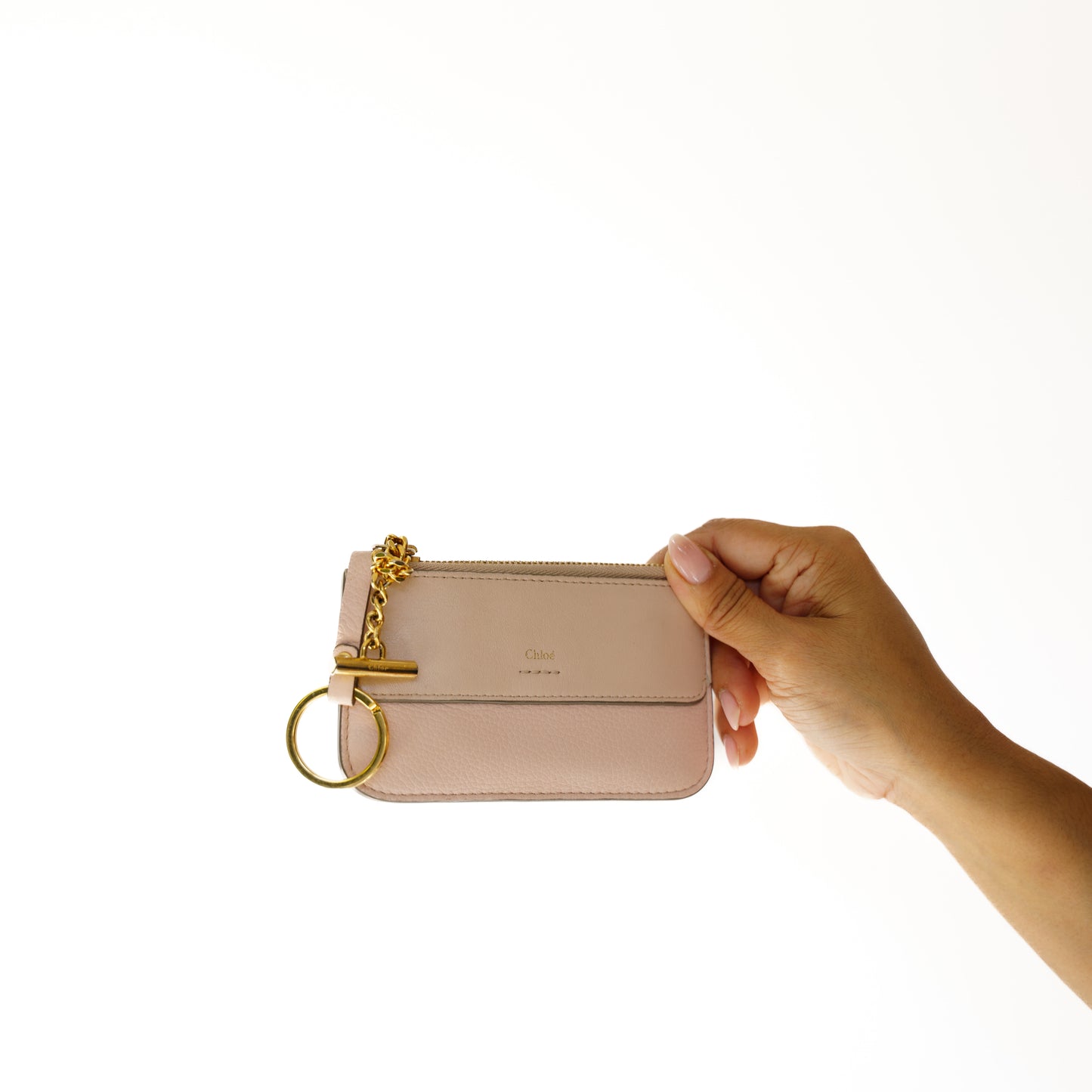Chloe ZIppered Key Coin Purse in Light Pink