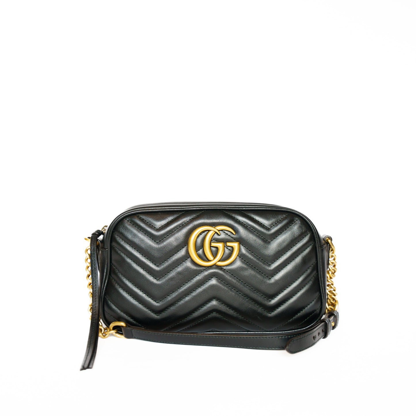 Gucci Marmont Small Camera Bag in Black with Gold Hardware