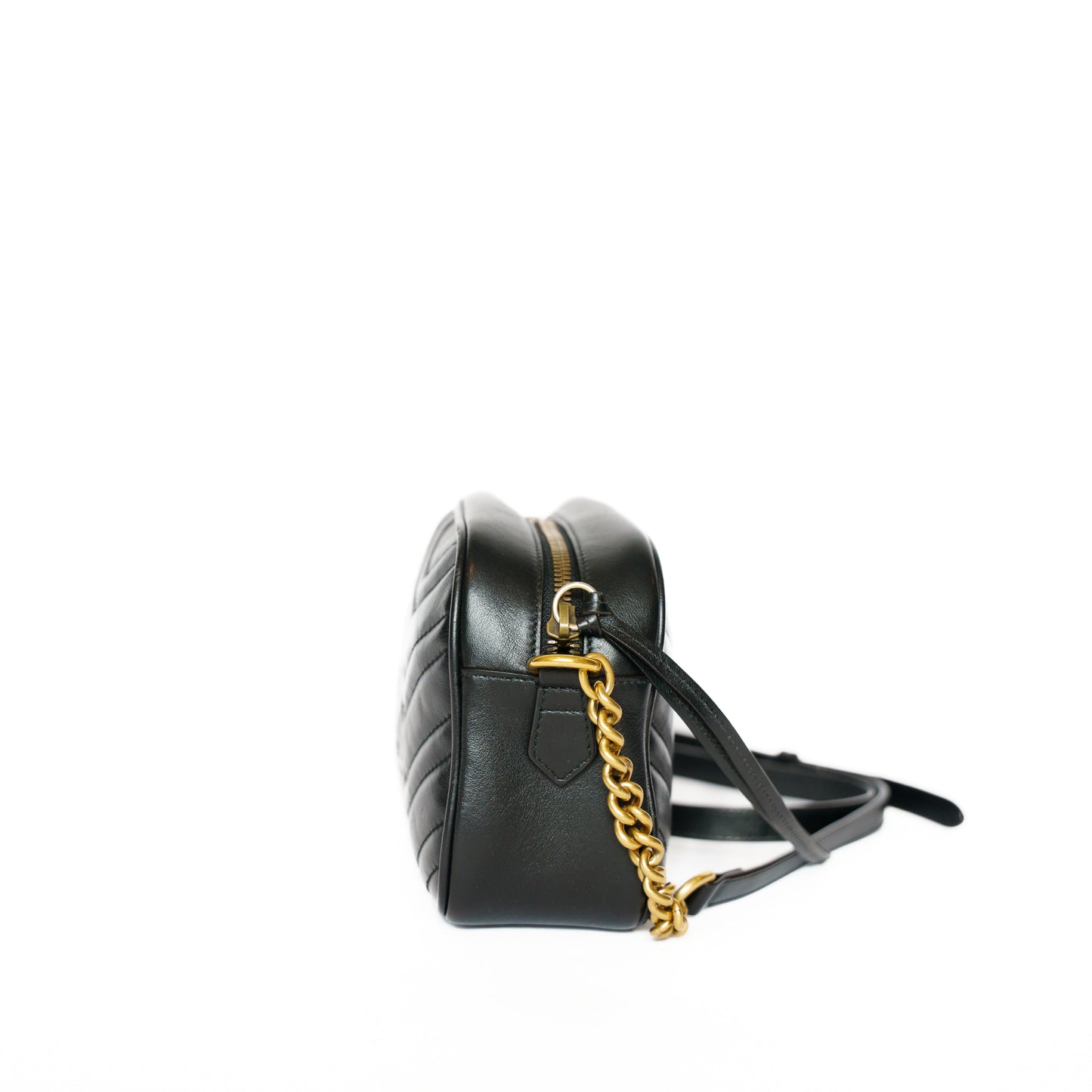 Gucci Marmont Small Camera Bag in Black with Gold Hardware