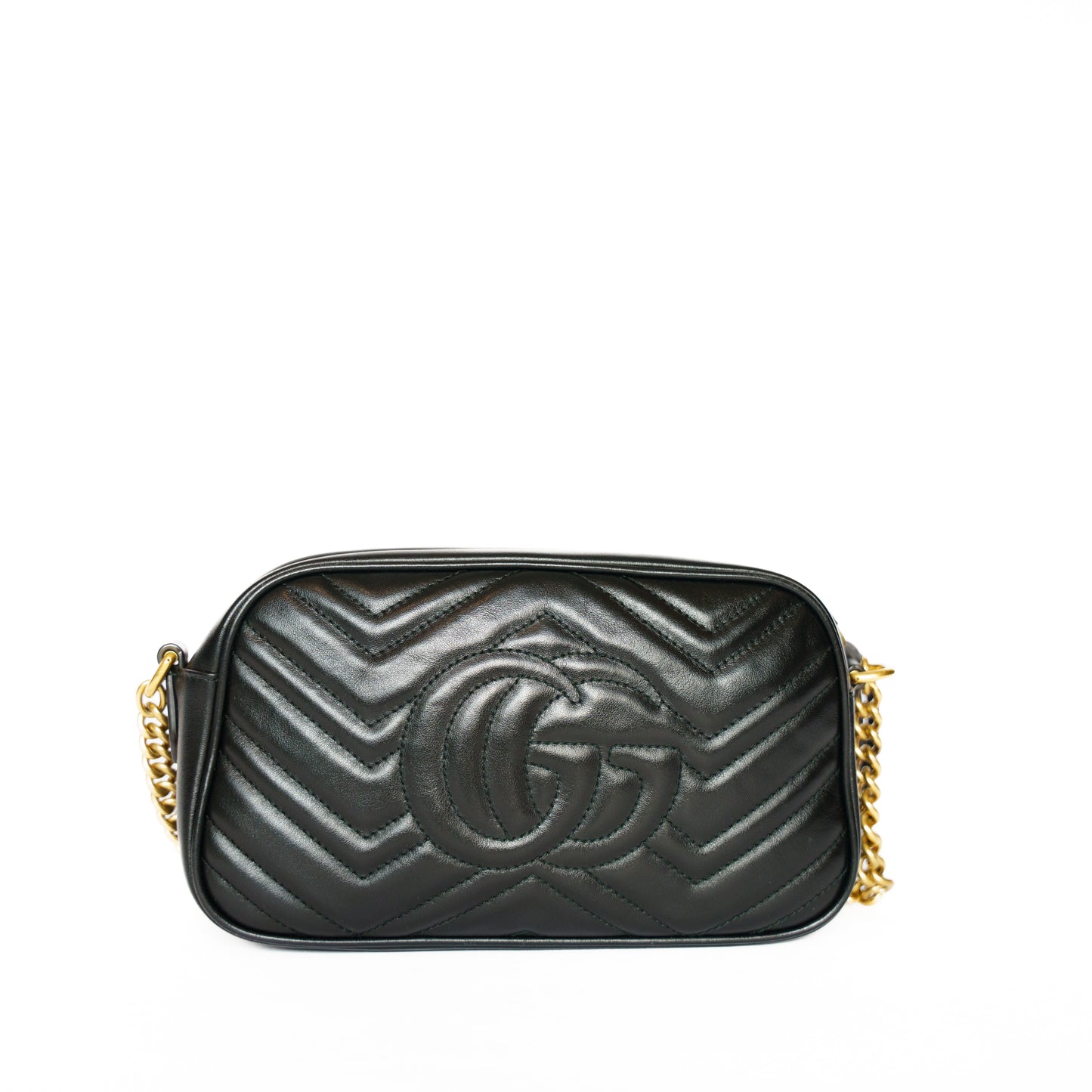 Gucci Marmont Small Camera Bag in Black with Gold Hardware