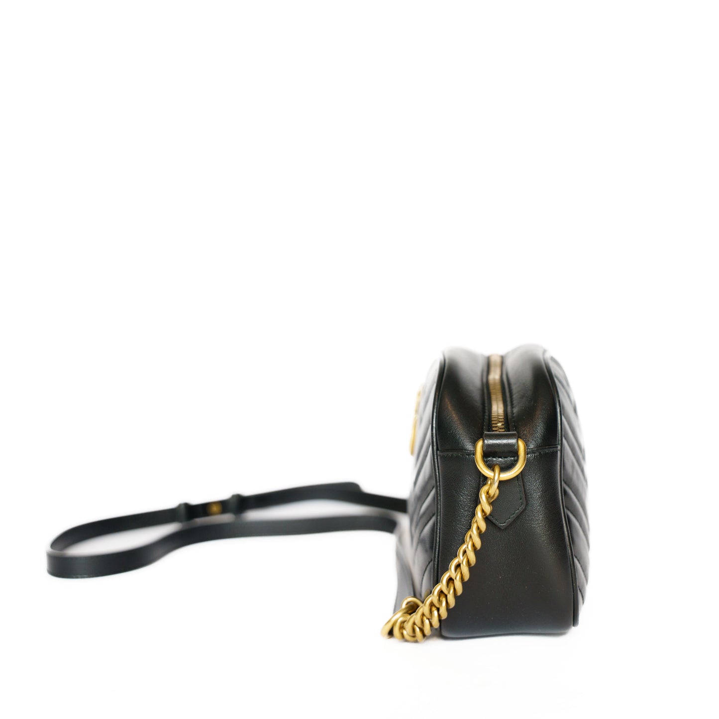 Gucci Marmont Small Camera Bag in Black with Gold Hardware
