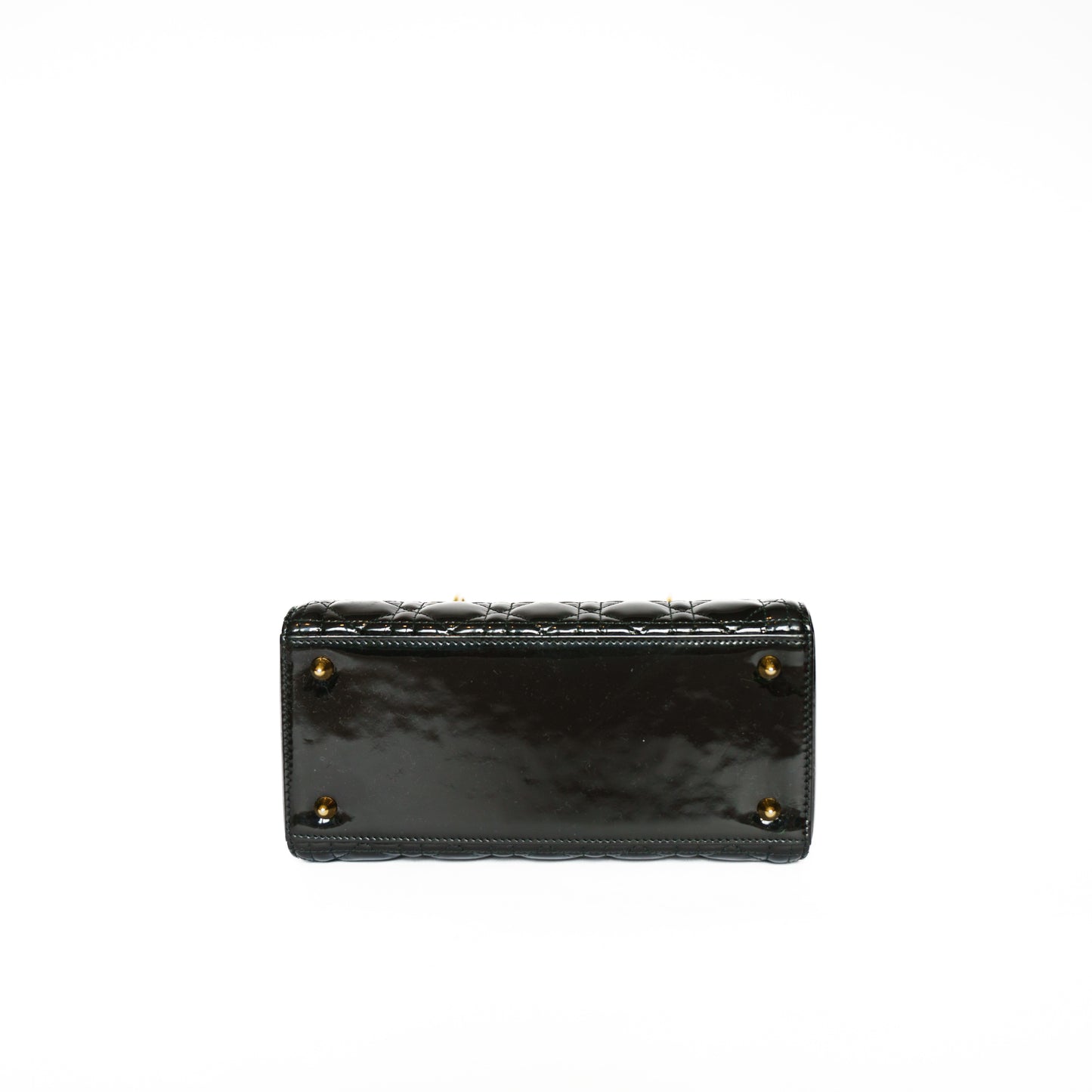 Christian Dior Medium Lady Dior Bag in Black Patent Leather with Gold Hardware