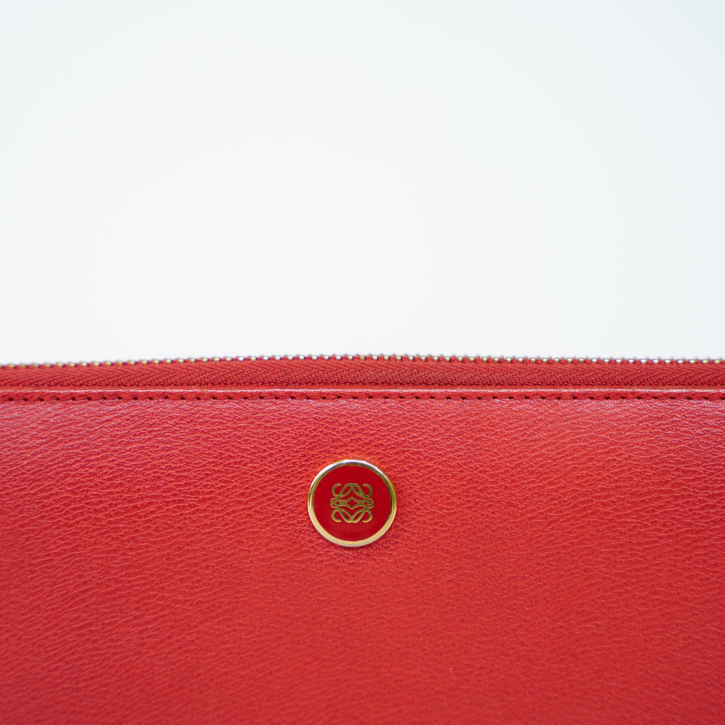 Loewe Zippy Wallet in Coral Leather with Gold Hardware