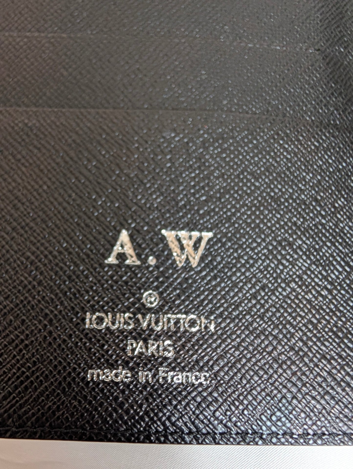 Louis Vuitton Agenda MM in Black Epi Leather with A.W initials