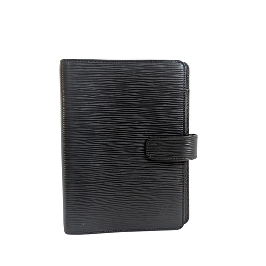 Louis Vuitton Agenda MM in Black Epi Leather with A.W initials