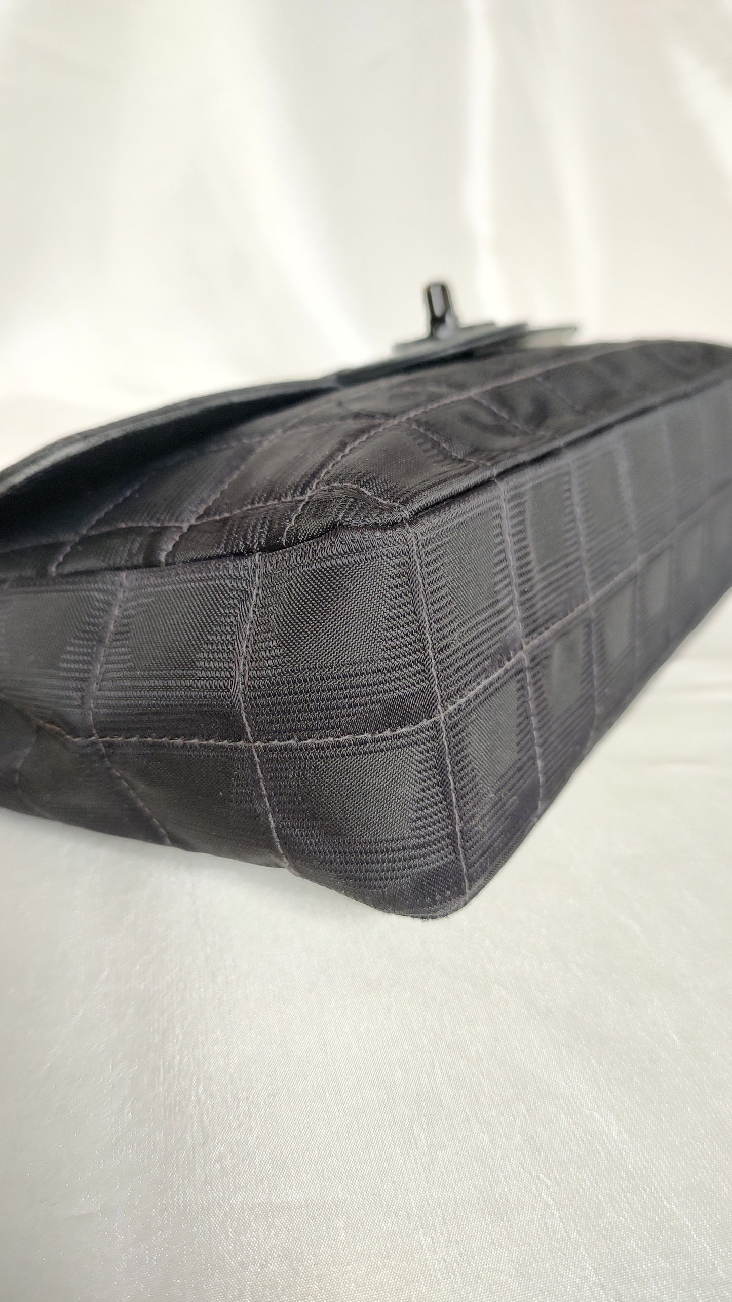 Chanel 2002 Black Medium Flap Travel line in Black Hardware