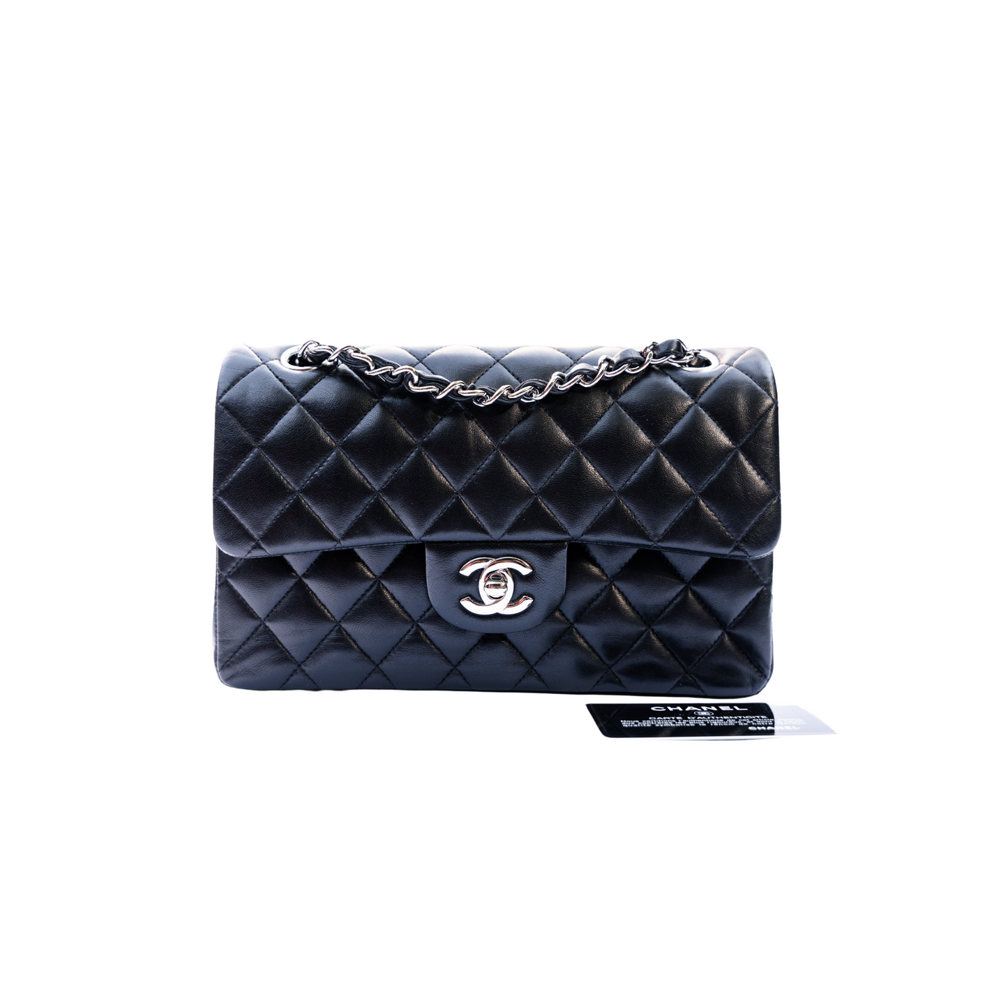 Chanel 2019 Small Classic Flap in Black Lambskin with Silver Hardware