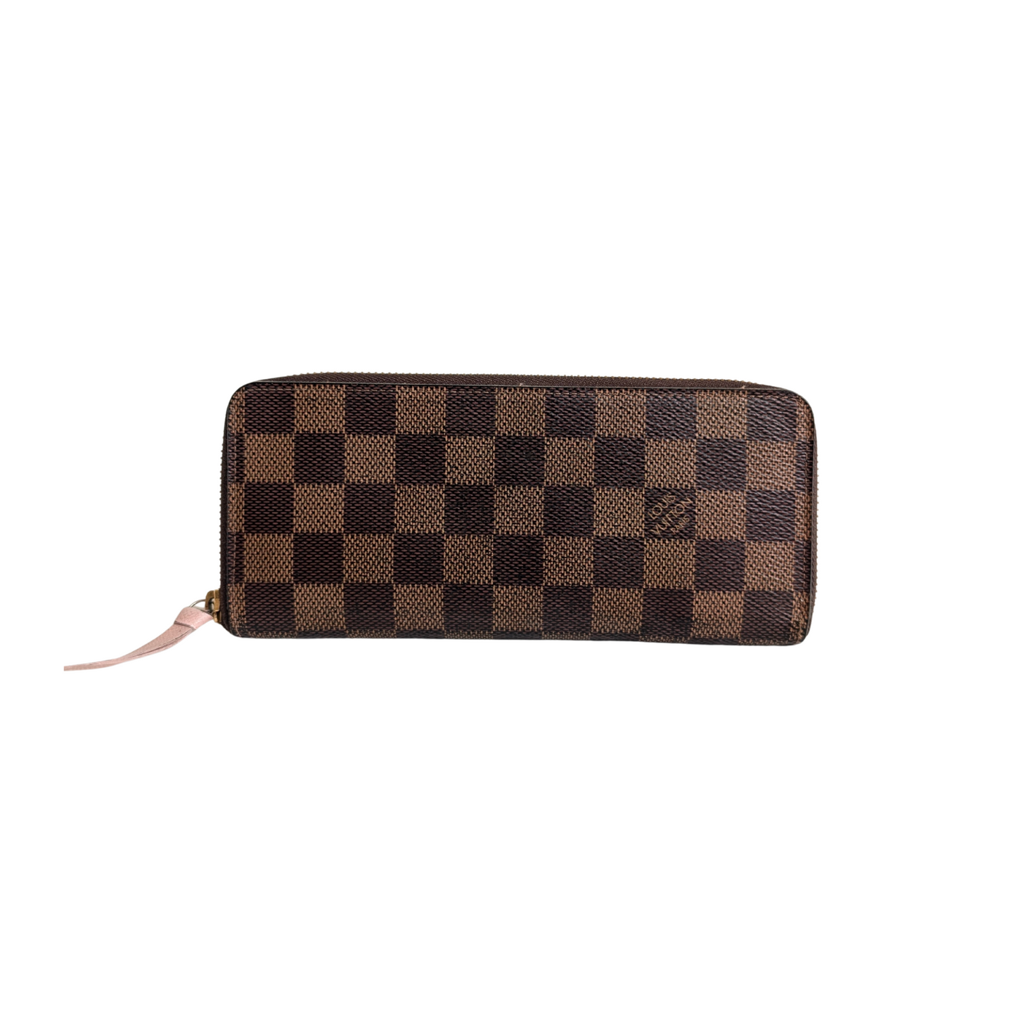 Louis Vuitton 2019 Clemence Zippy Purse in Damier Ebene with Rose Ballerine Interior SF3149