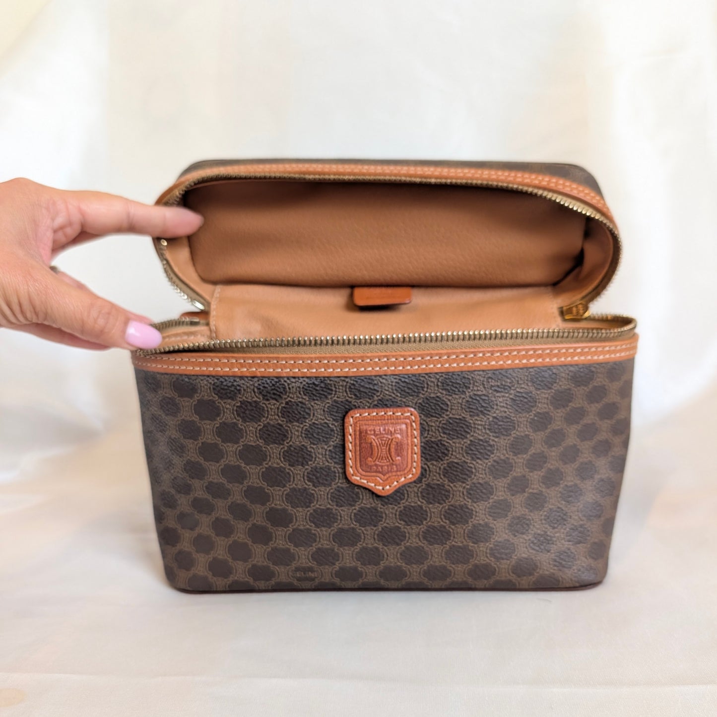 Celine Vanity Bag in Brown Macadam 191125B18