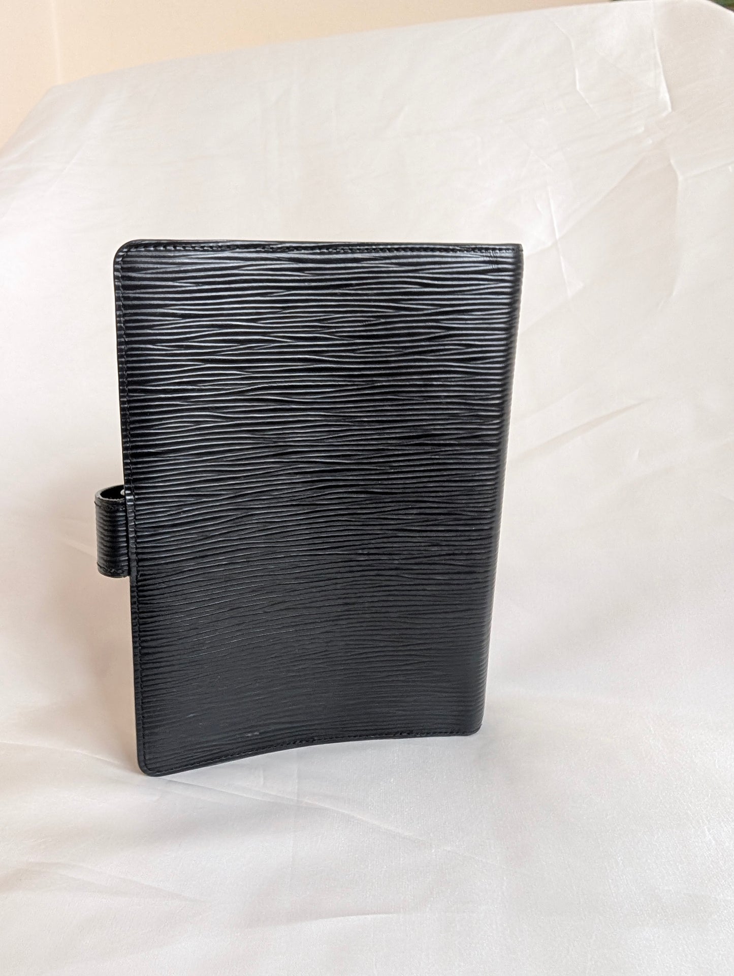 Louis Vuitton Agenda MM in Black Epi Leather with A.W initials