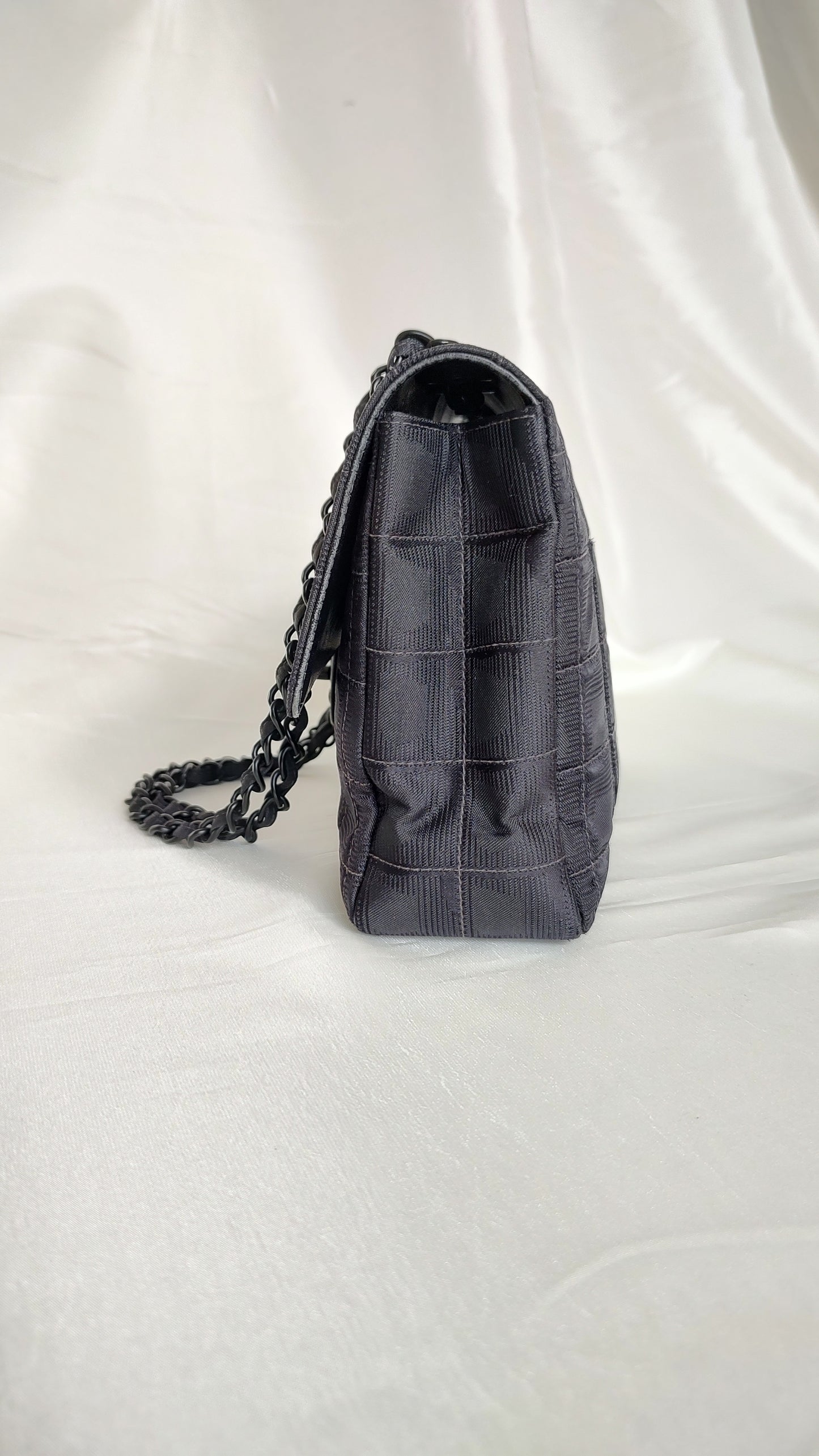 Chanel 2002 Black Medium Flap Travel line in Black Hardware