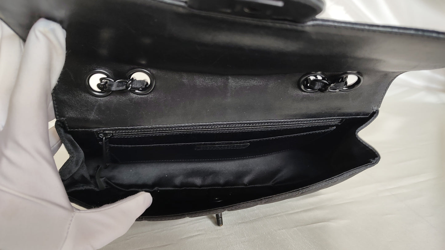 Chanel 2002 Black Medium Flap Travel line in Black Hardware