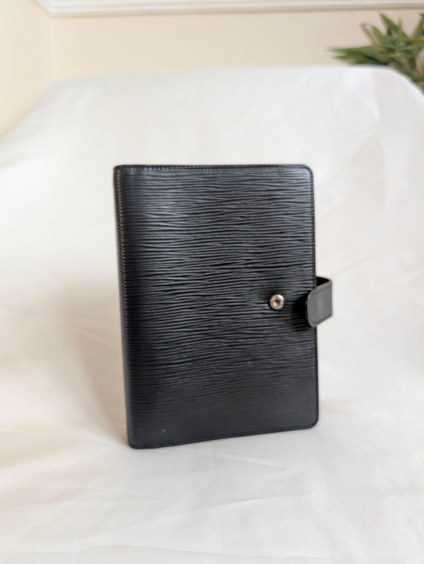 Louis Vuitton Agenda MM in Black Epi Leather with A.W initials