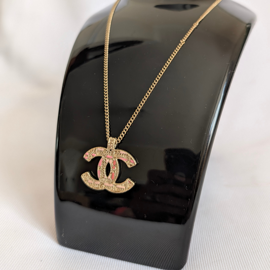 Chanel Crystal Pearl CC Pendant Necklace