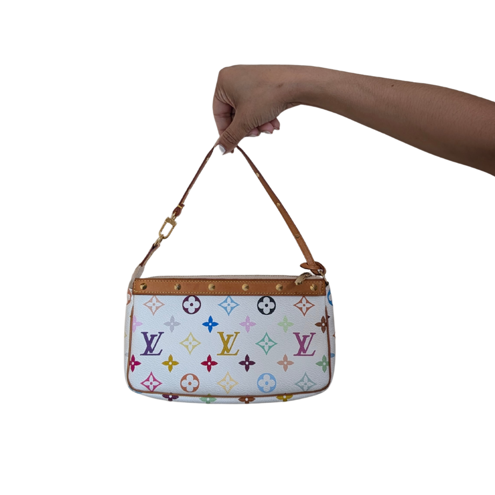 Louis Vuitton Pochette Accesoires in White Murakami 030626A01