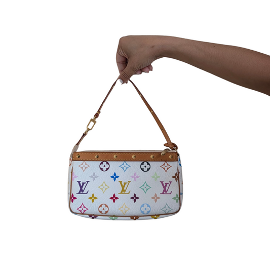 Louis Vuitton Pochette Accesoires in White Murakami 030626A01