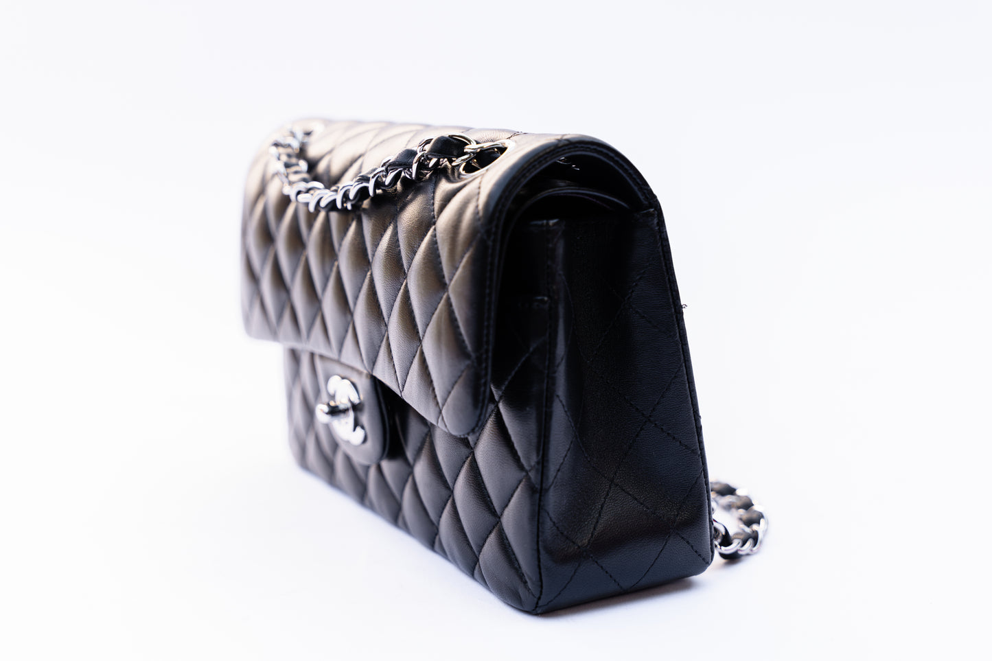 Chanel 2019 Small Classic Flap in Black Lambskin with Silver Hardware